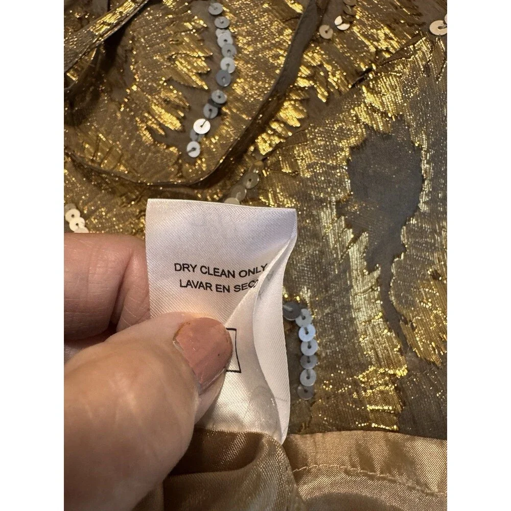 MISS ME Silk blouse fully lined Gold and Silver accents, Amazing! Sz L